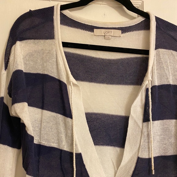 Loft Blue and White Striped Pullover - Picture 2 of 3